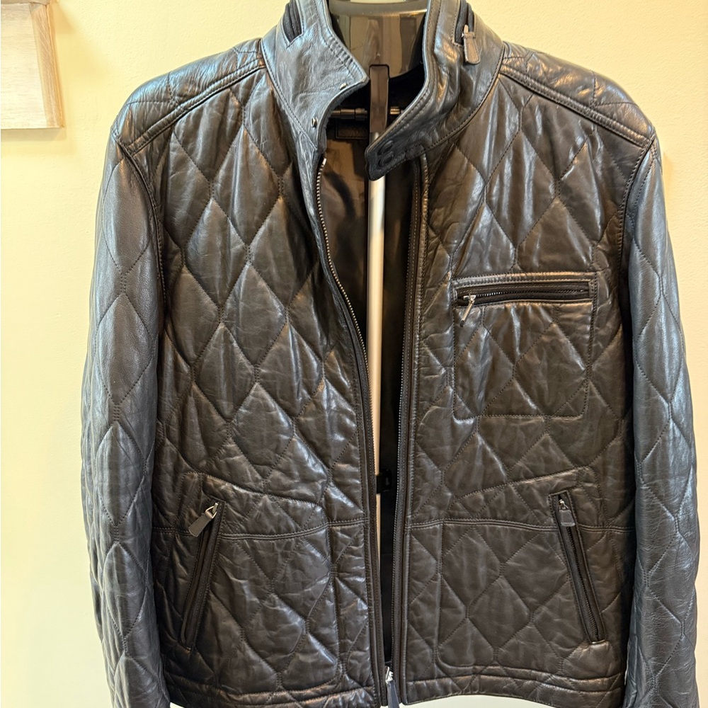 Men's Coach Quilted Leather Jacket - Black